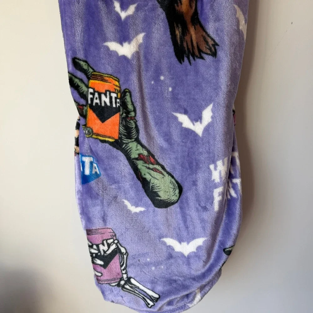 New Fanta 60x70 Purple Oversized Throw Blanket Soda Halloween Monster Bats